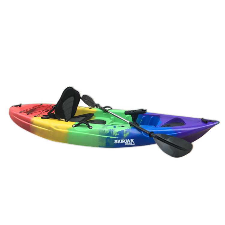 The SkipJak Atlas 2.0 - 9ft Sit On Top Kayak Lake Land Kayaks rainbow interval
