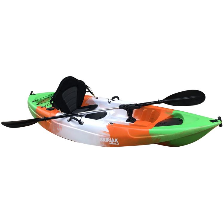 The SkipJak Atlas 2.0 - 9ft Sit On Top Kayak Lake Land Kayaks Green Orange White