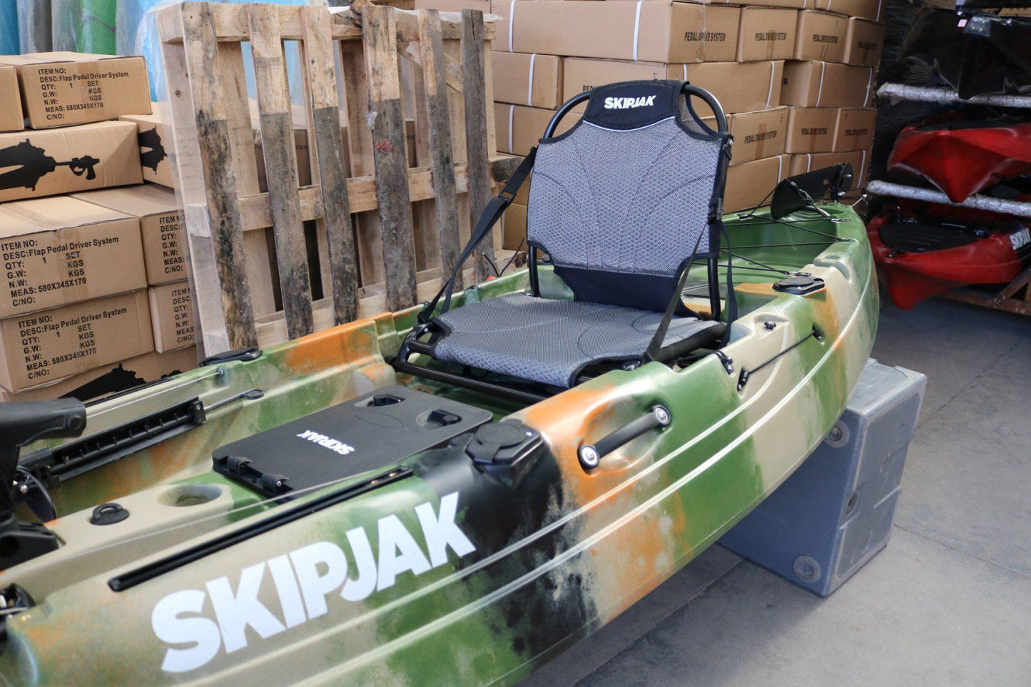 The SkipJak FishJak 10 - Deluxe Sit On Top Kayak Lake Land Kayaks Jungle Camo