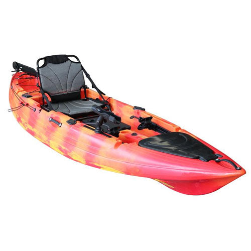 The SkipJak FishJak 10 - Deluxe Sit On Top Kayak Kayaks SKIPJAK Red Yellow Camo