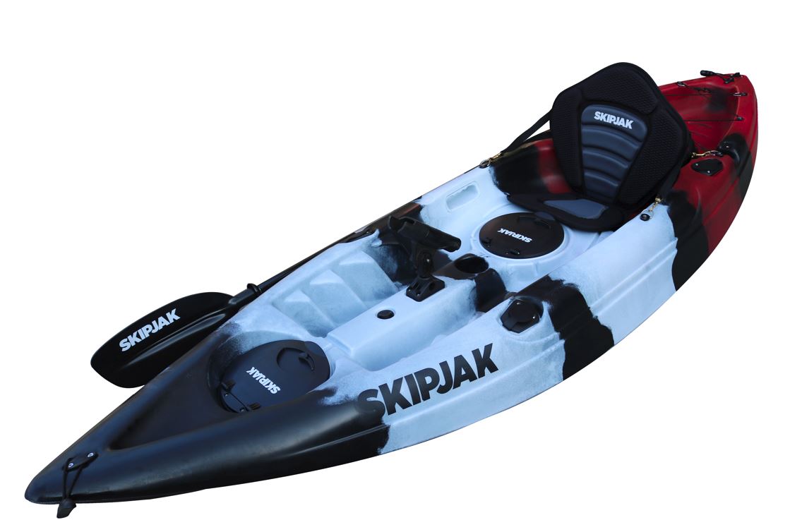 The SkipJak Titan Sit On Top - 9ft 6 inches Lake Land Kayaks Red/Black/White 