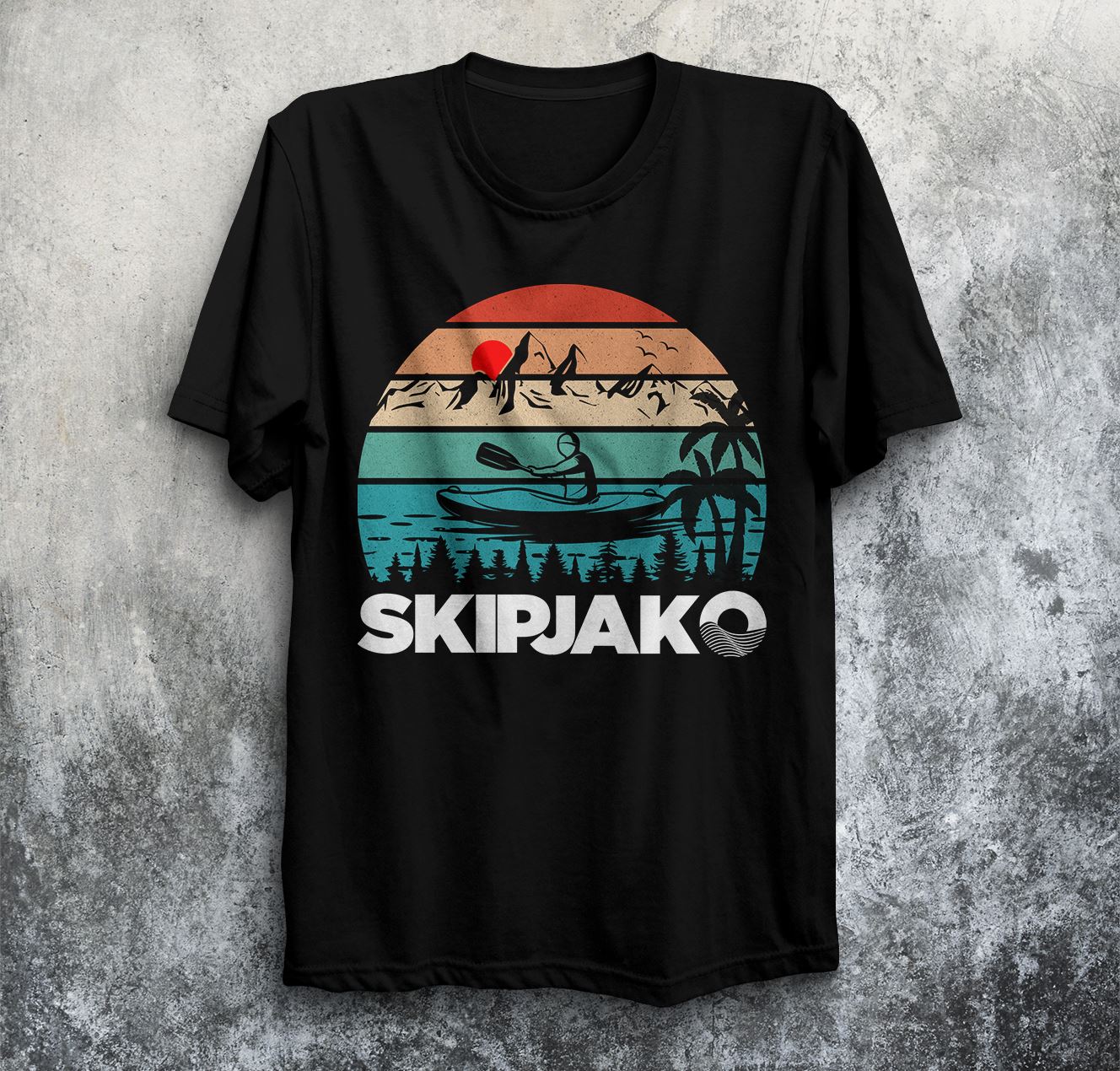 SKIPJAK Sunset Kayak Tee Shirts & Tops Lake Land Kayaks Small 